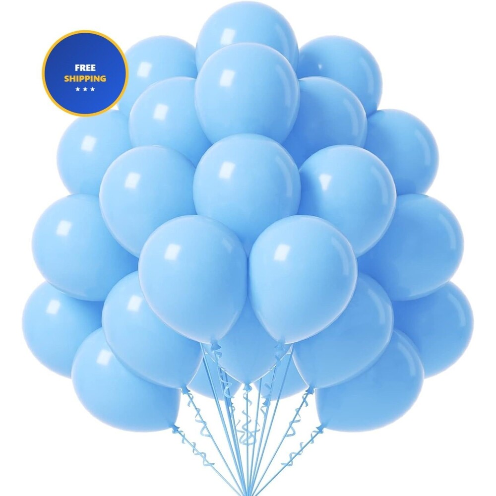 Blue Balloons 12 inch, 50 Pack Light Blue Latex Party Balloons Helium